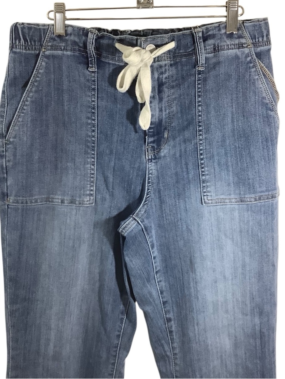 Judy Blue Drawstring Waist Denim Jogger Jeans - Blue Pull-On Stretched - Picture 2 of 10